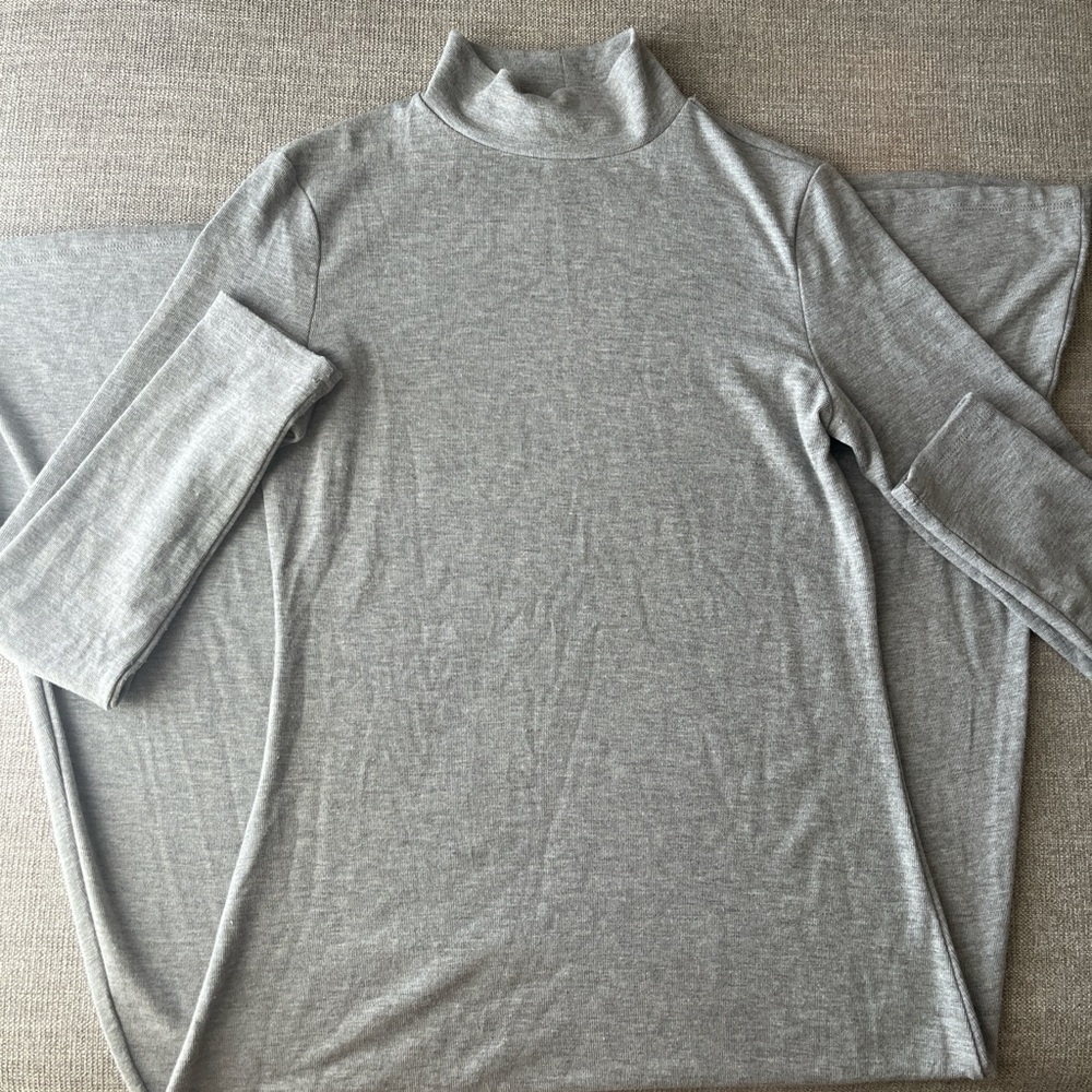 Zara Elegant Long Sleeve Gray Dress Size Medium